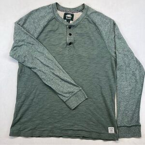 Roots Canada Men’s Green Long Sleeve T-Shirt Size L  1/4 Button Down 100% Cotton